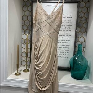 Designer Herve Leger dress. Paid $900+. Beautiful cream color. Size small.